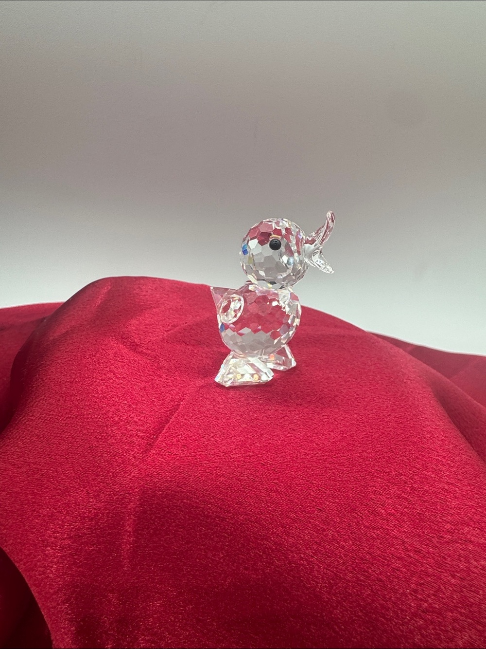 A retired Swarovski Crystal Mini Drake Duck figurine “quacking” 1 3/4” tall.